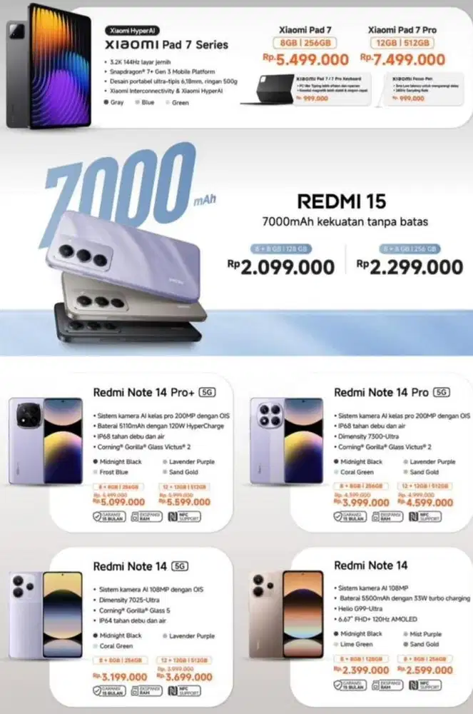 Kredit redmi 15 8/128gb baterai 7000mah