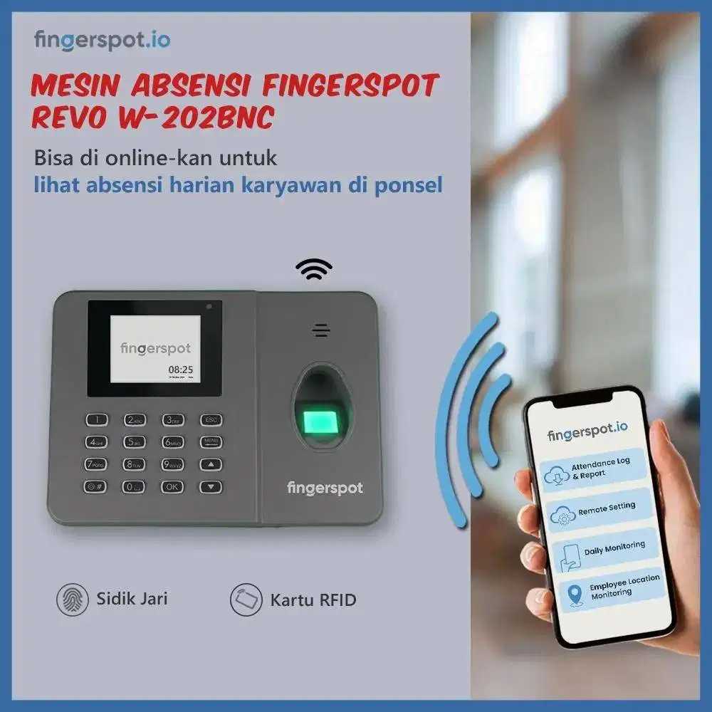 Fingerspot Revo W 202 BNC - Mesin Absensi Sidik Jari Fingerprint WiFi