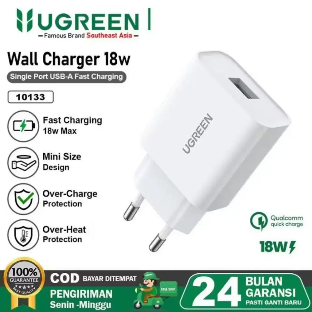 Adaptor Adapter USB 18W Charger Ugreen 18W Original iPhone Fast Charge