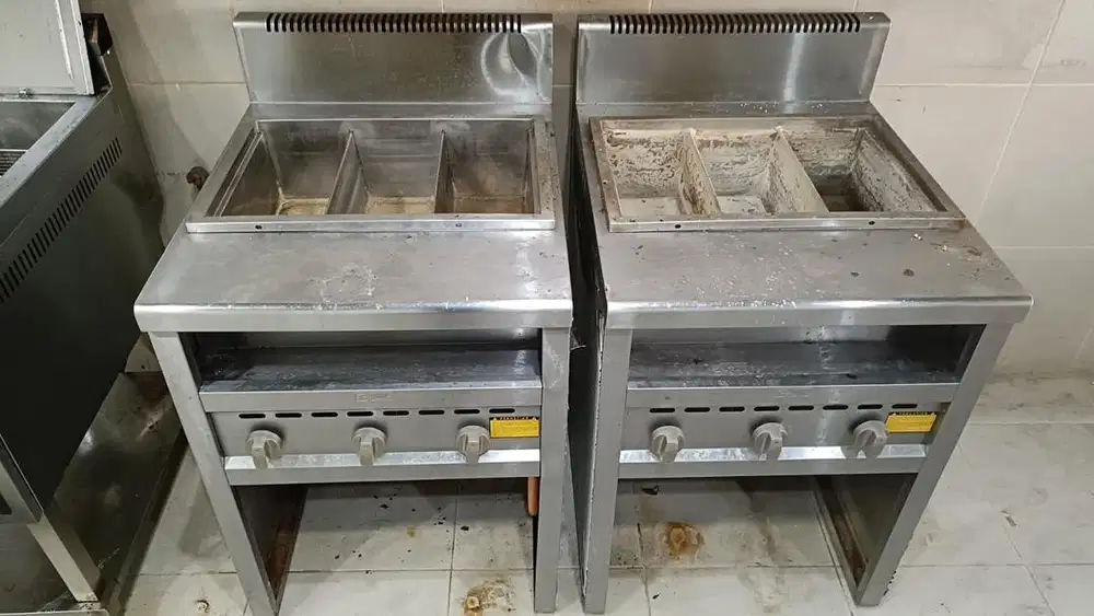 Noodle Boiler Gas Stainless Steel 3 Tungku