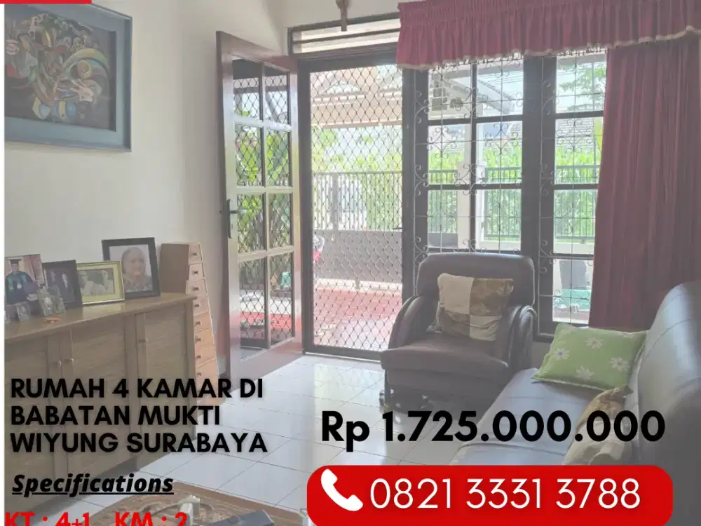 Rumah 4 Kamar Dijual Cepat 1 MILIARAN di Babatan Mukti Wiyung Surabaya