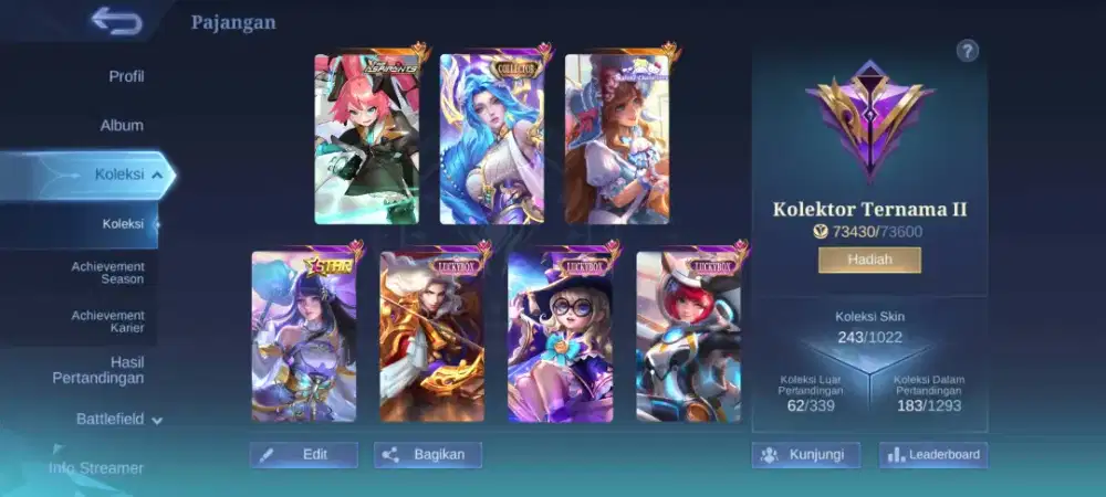 Akun ml mobile legend aspirant Layla col Aurora, dll