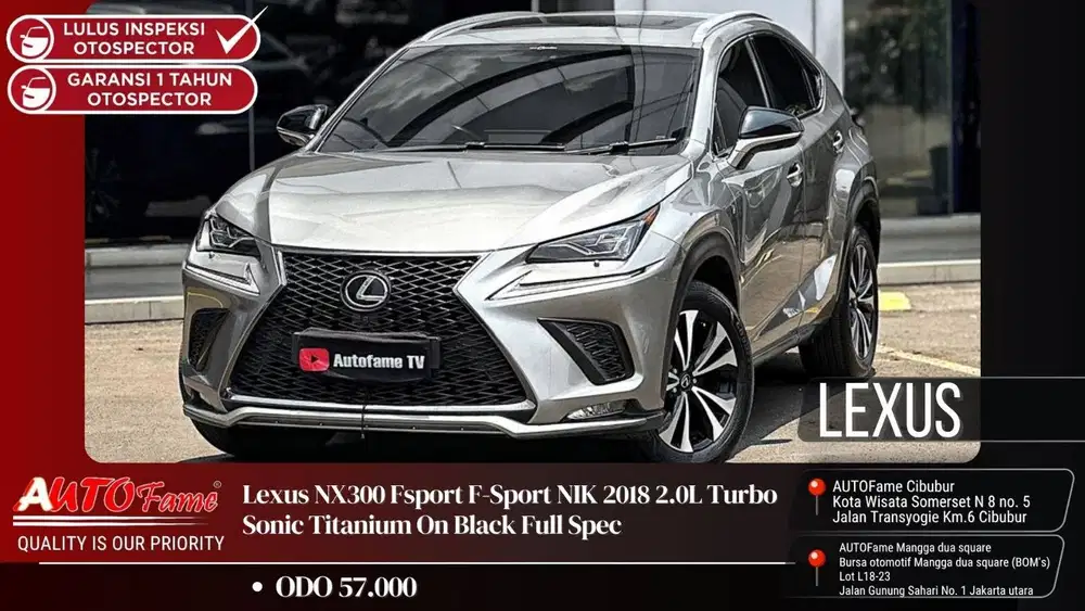 Lexus NX300 Fsport F-Sport 2018 2.0L Turbo Sonic Titanium On Red