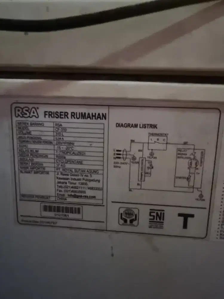 Freezer rsa 310 l