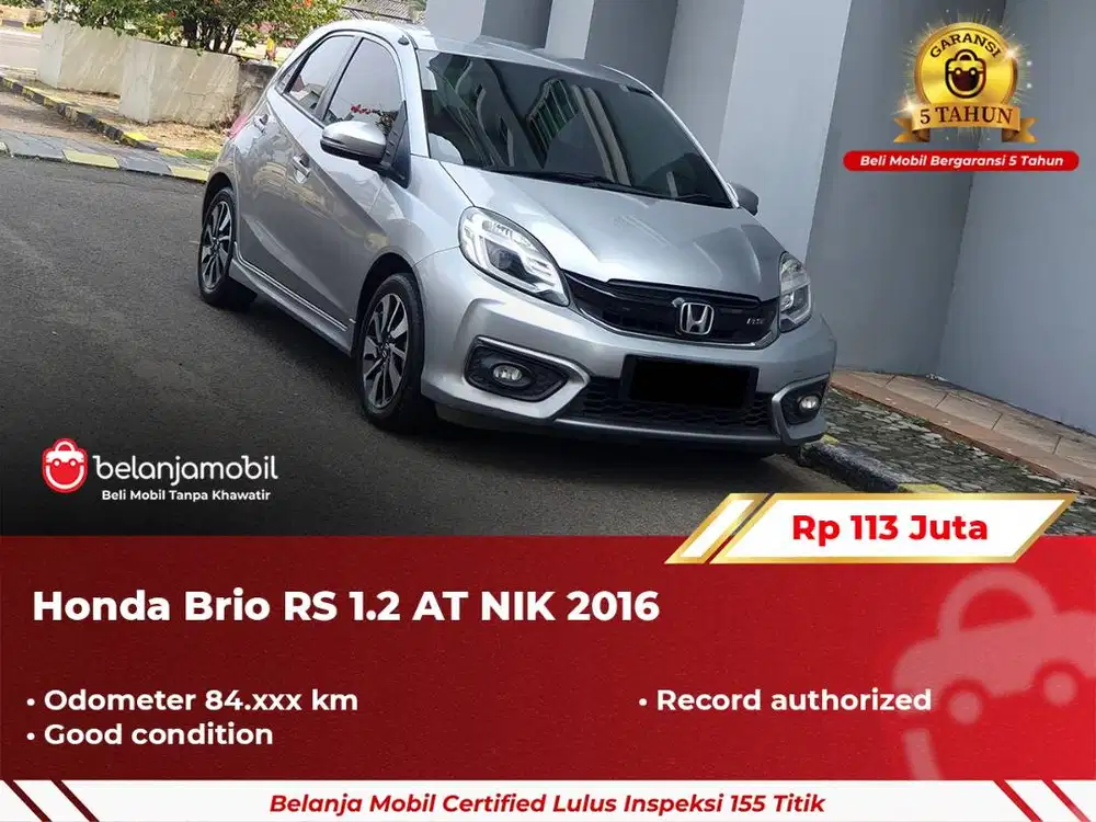 [ GARANSI 5TH ] Honda Brio RS 1.2 AT Silver 2016/2017