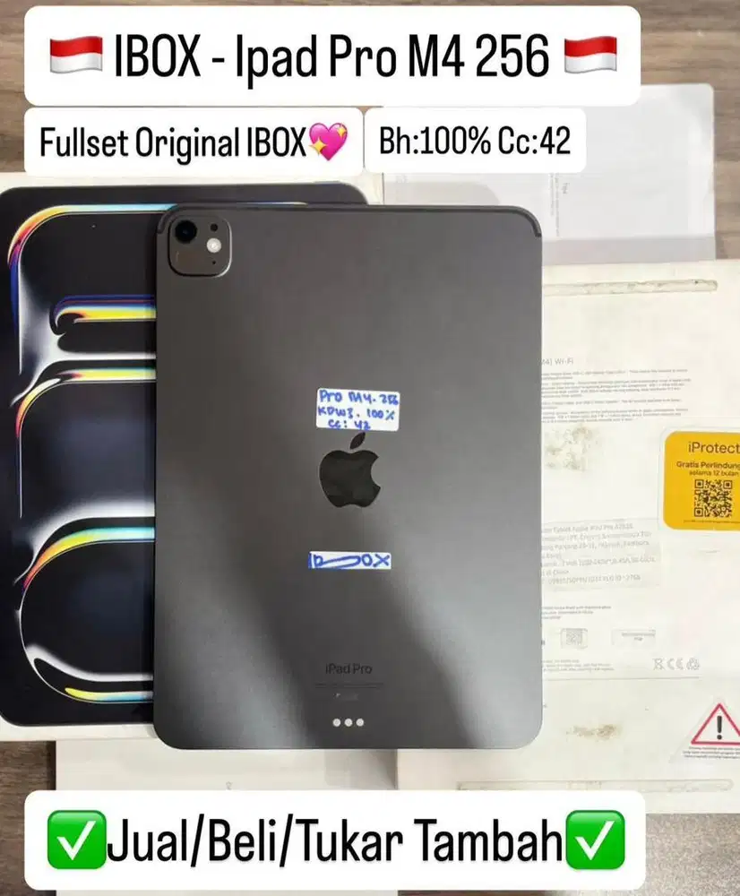 Ipad pro m4 256gb ex ibox wifi olny bisa di cicil 0%
