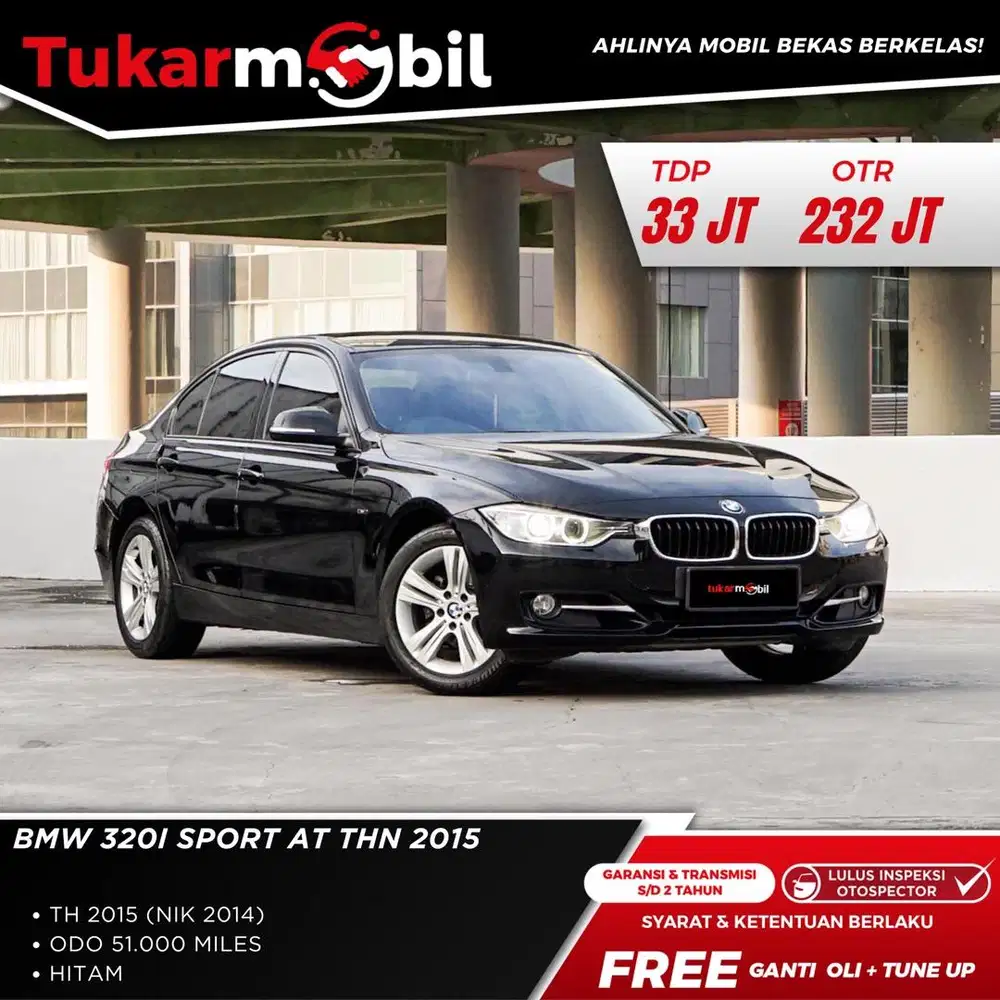 [BERGARANSI] BMW 320i F30 SPORT MATIC TAHUN 2015/2014 LOW KM HITAM