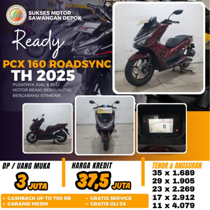 MULUS HONDA PCX 160 ROADSYNC TH 2025 BURGUNDY BISA CASH KREDIT GARANSI