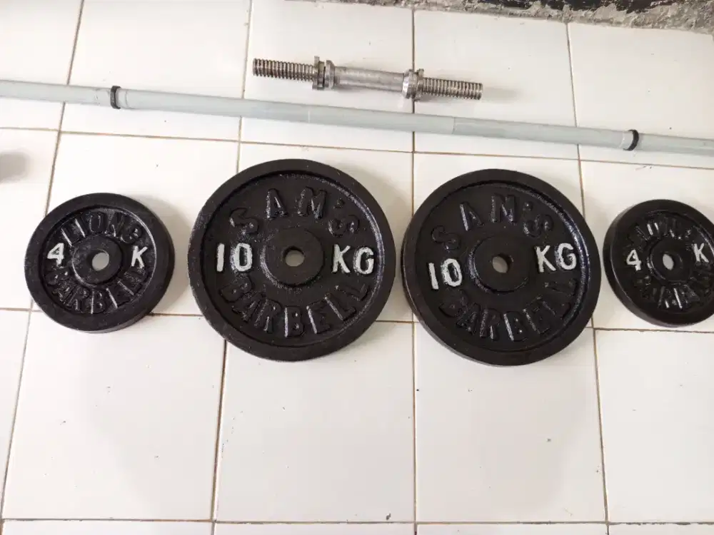 Barbel set Besi 38 kg, Alat Fitnes, Alat Gym