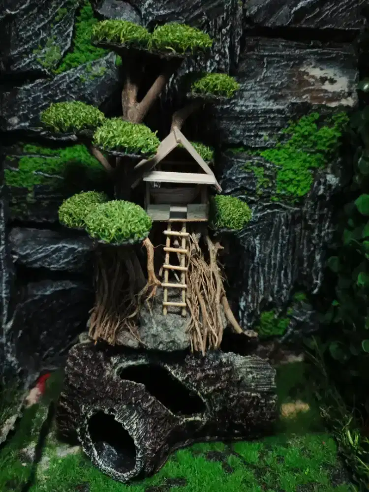 Pajangan Hiasan Aquarium Rumah Pohon Aquascape