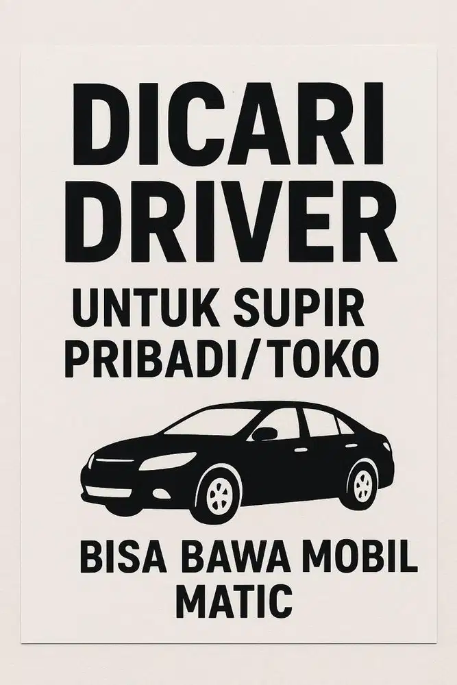 DICARI DRIVER YANG SERIUS