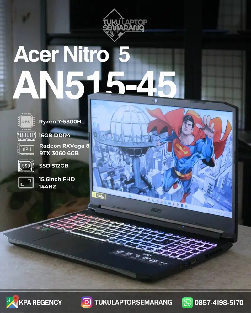 Laptop Acer Nitro 5 RTX 3060 6GB Ryzen 7 5800H 16GB
