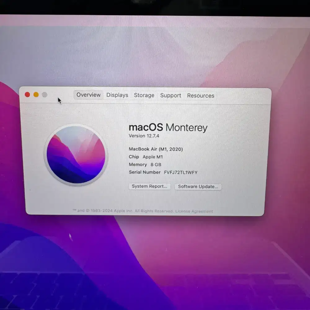 Macbook Air M1 layar 13 inch Ram 8 Ssd 256 Silver full set