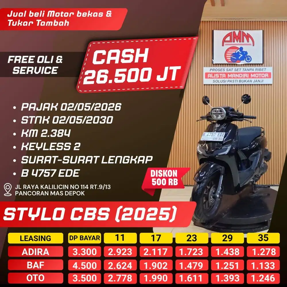 STYLO CBS 2025 KM LOWLIKE NEW PAJAK HIDUP CC 0% KREDIVO TOKPED GOPAY