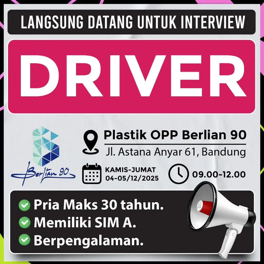 DIBUTUHKAN SEGERA DRIVER BARANG.