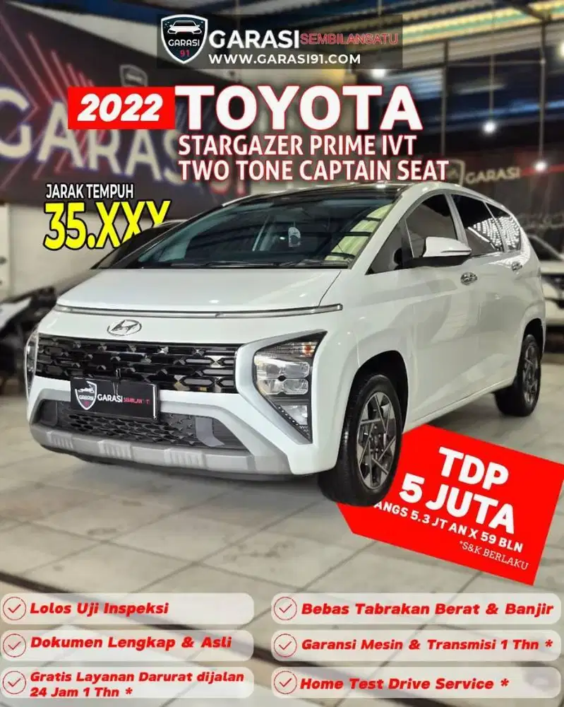 ❗️❗️[Tdp 5 jt] HYUNDAI STARGAZER PRIME IVT 2022 TWO TONE CAPTAIN SEAT