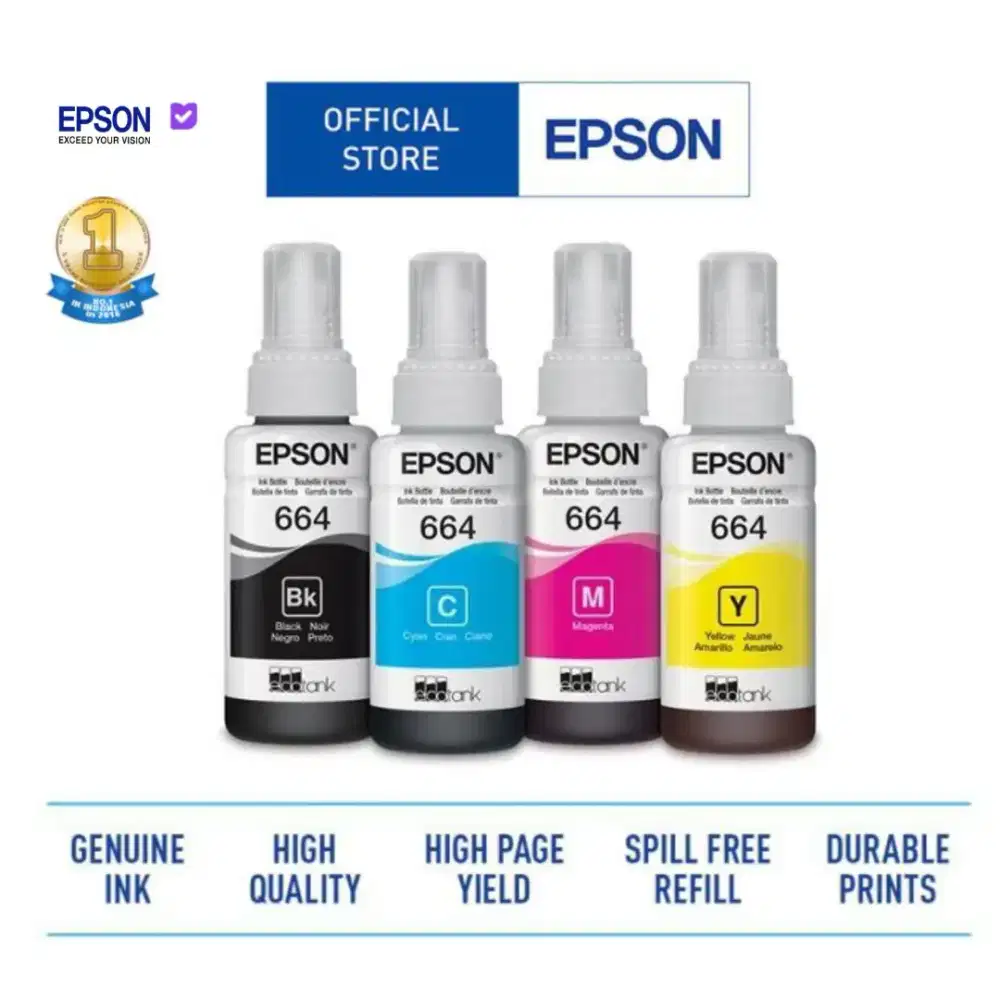 1 SETT 4 PICS TINTA ORIGINAL EPSON T664