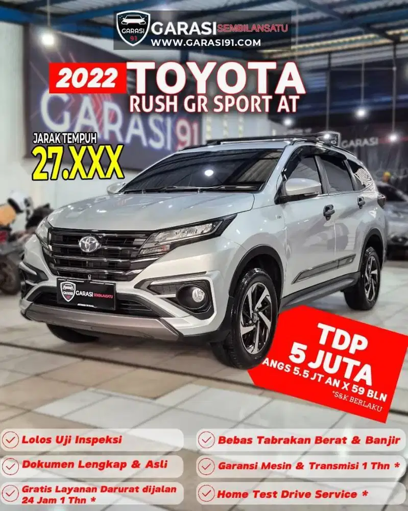 ❗️❗️[Tdp 5 jt] TOYOTA RUSH S GR SPORT AT 2022 KM 27 RB LIKE NEW