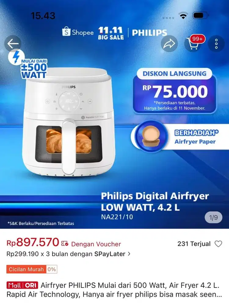 Phillips Air Fryer NA221/10