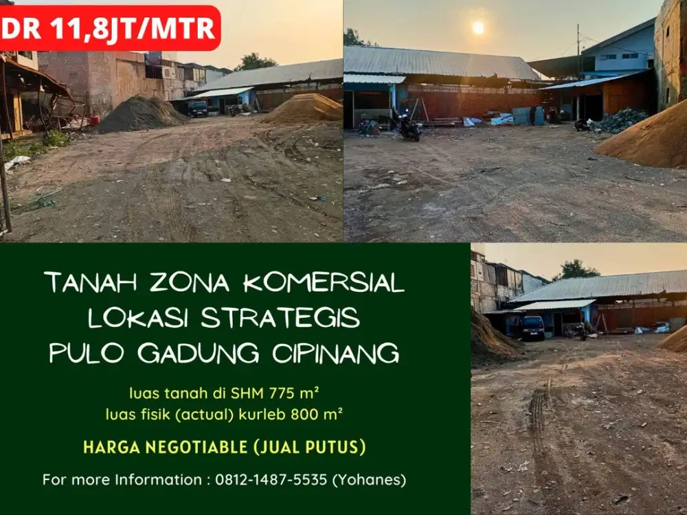 Tanah Zona Komersial Lokasi Strategis Pulo Gadung Cipinang
