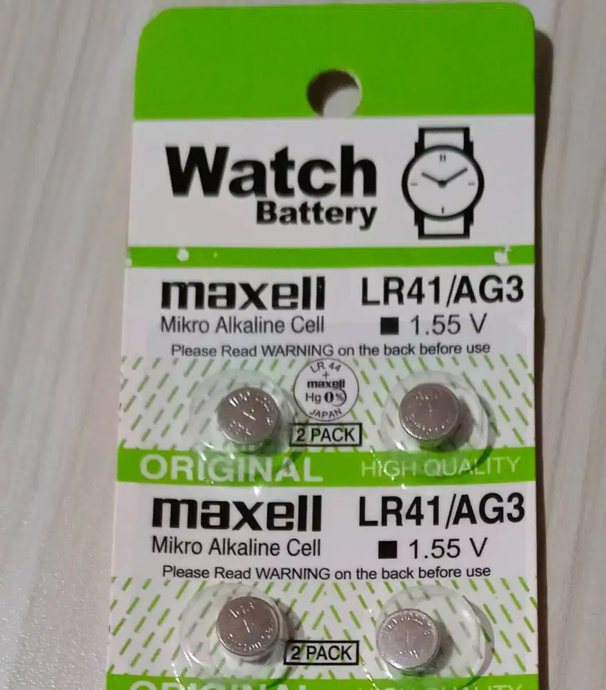 Batt jam tangan maxell type LR41 atau AG3 isi 10 cuma 15k tidak bocor