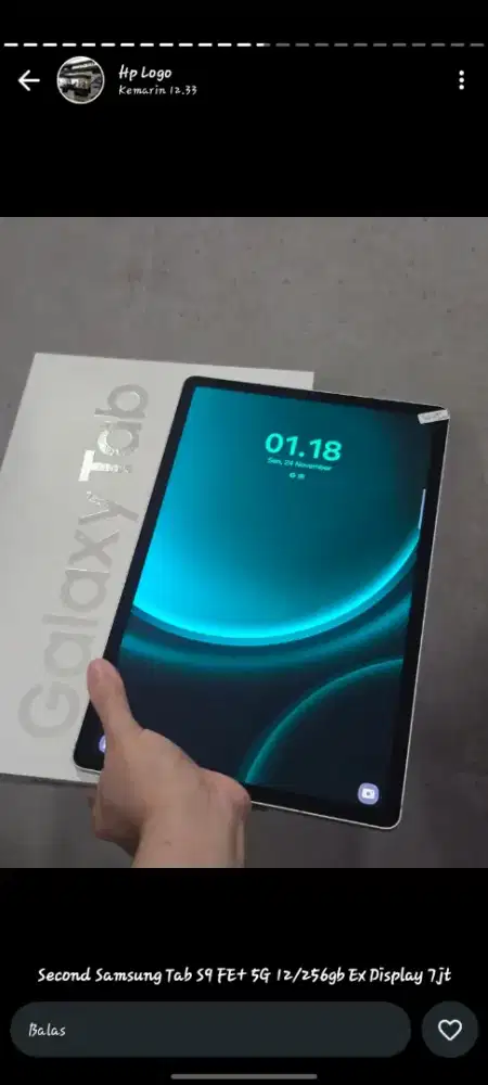 Second Samsung Tab S9 FE+ 5G 12/256gb Garansi NOV 2025