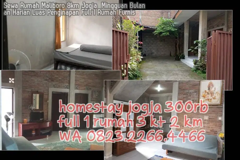 Sewa Rumah Maliboro 8km Jogja  Mingguan Bulanan Harian Luas Penginapan