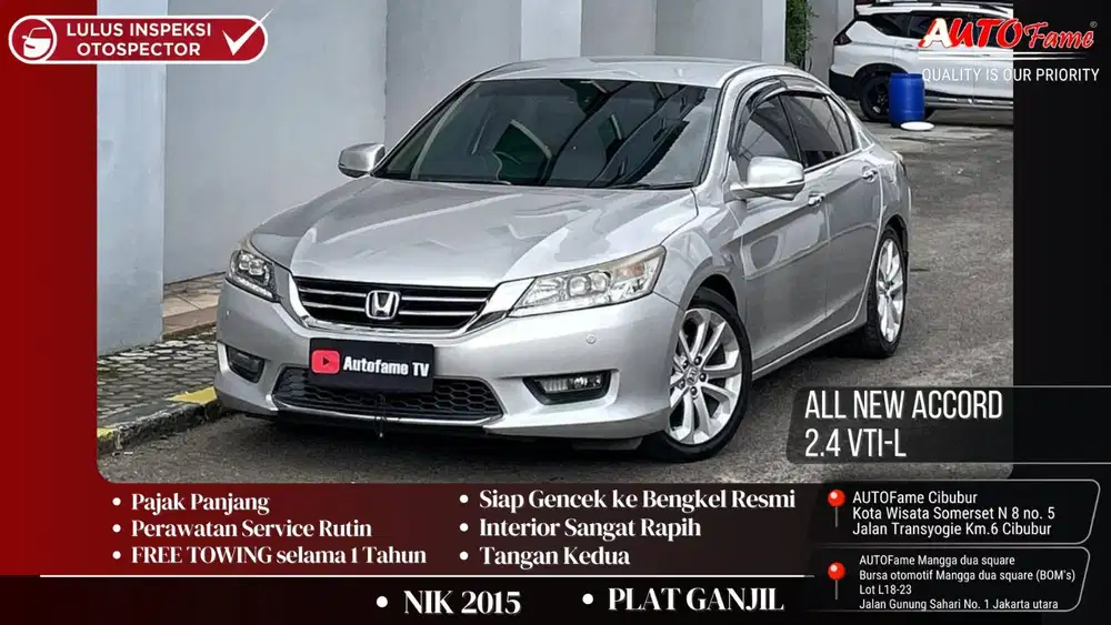Honda All New Accord VTI-L NIK 2015 Full Spec Silver On Beige