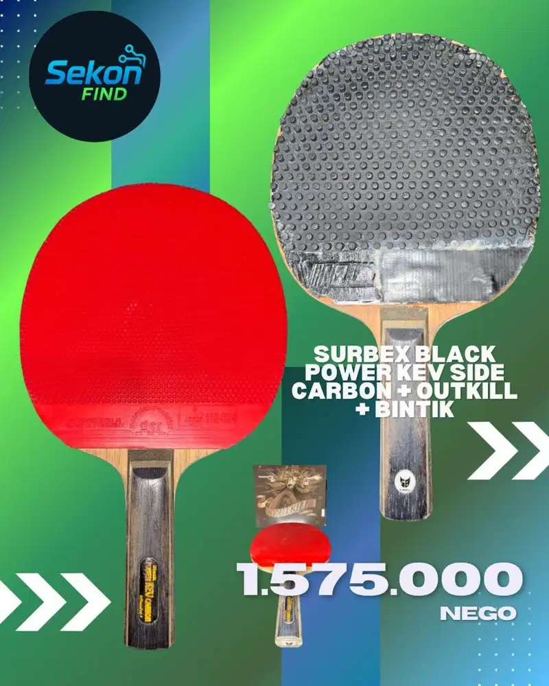 Surbex Black Power Kev Side Carbon + Outkill + Bintik | Bet PingPong