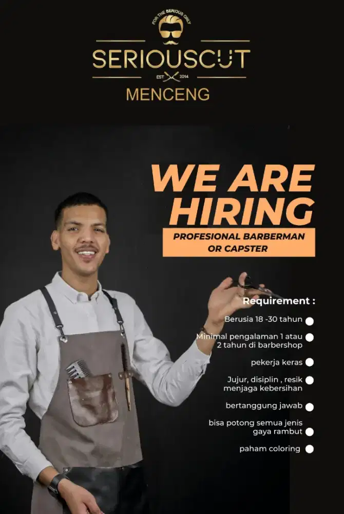 Lowongan kerja kapster / tukang potong rambut
