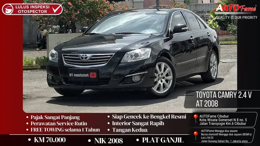 KM 70RB Toyota Camry 2.4 V AT 2008 Pajak Panjang