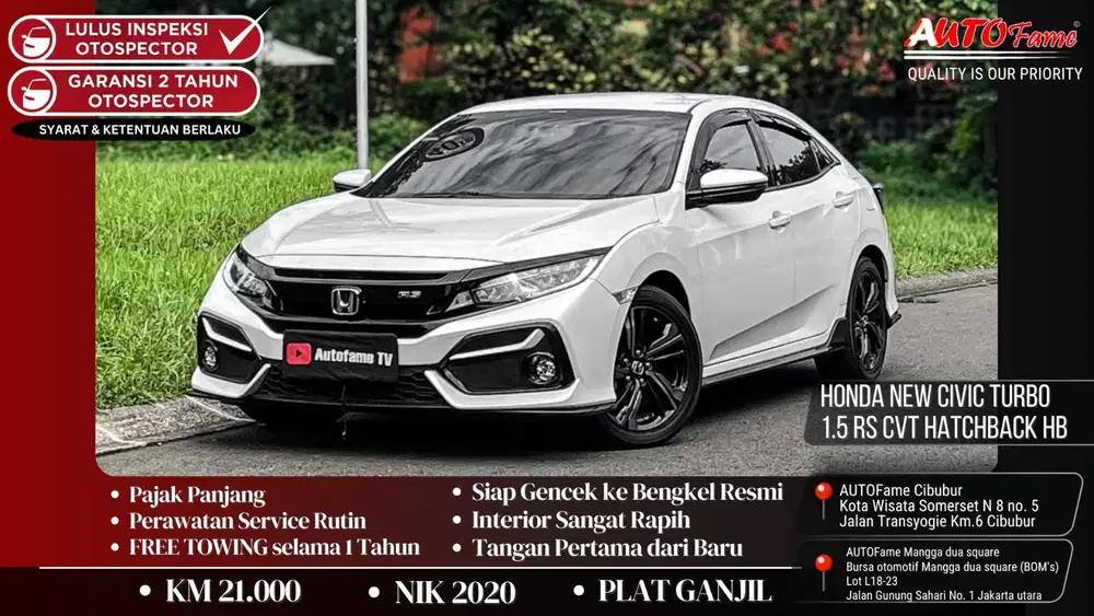 KM 21RB  Honda New Civic Turbo 1.5 RS CVT Hatchback HB White On Black