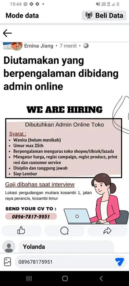 Admin online shop (shopee tiktok lazada)