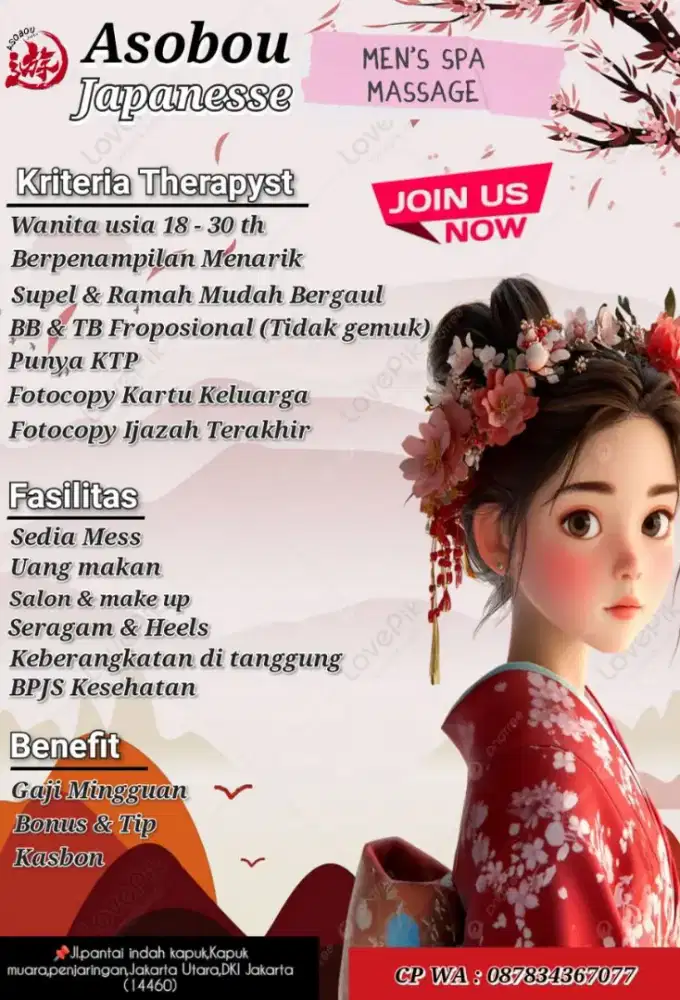 Dibutuhkan therapyst spa massage non ++