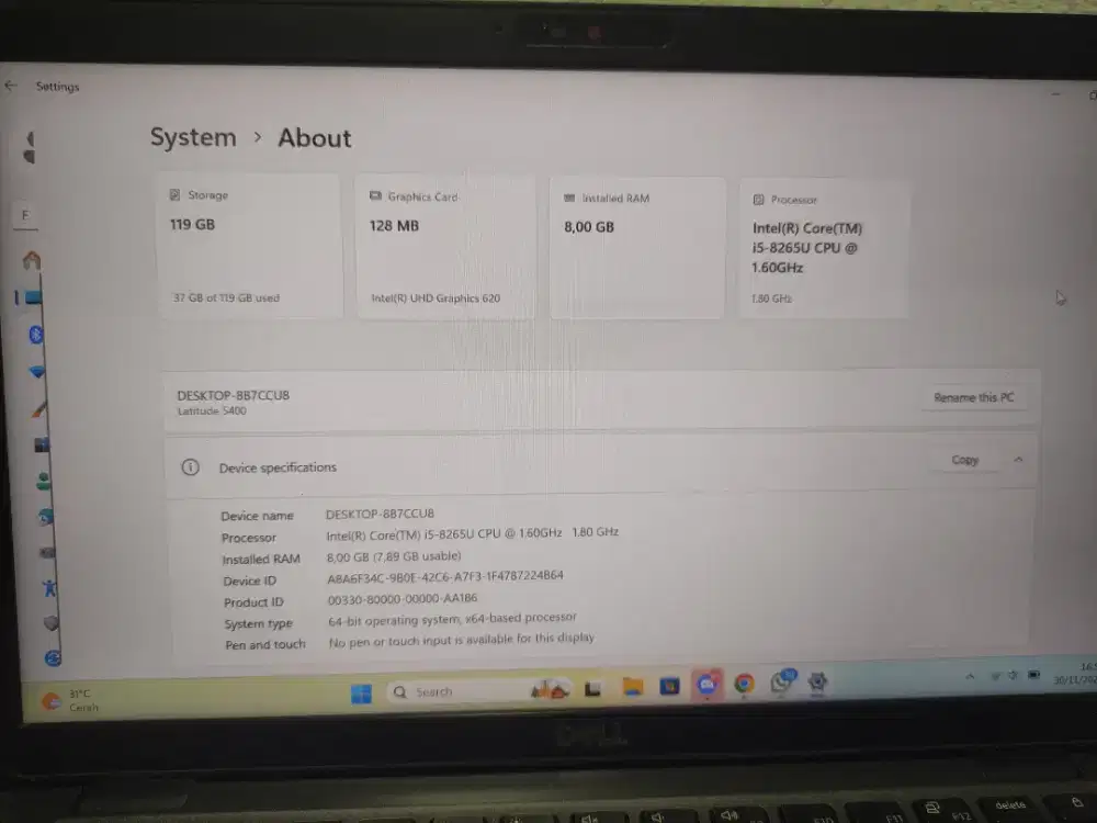 Laptop Dell 5400 i5 gen 8
