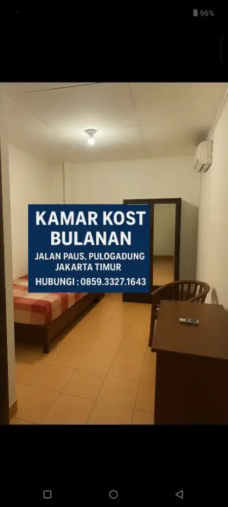 Kost di Jl Paus, Pulogadung.