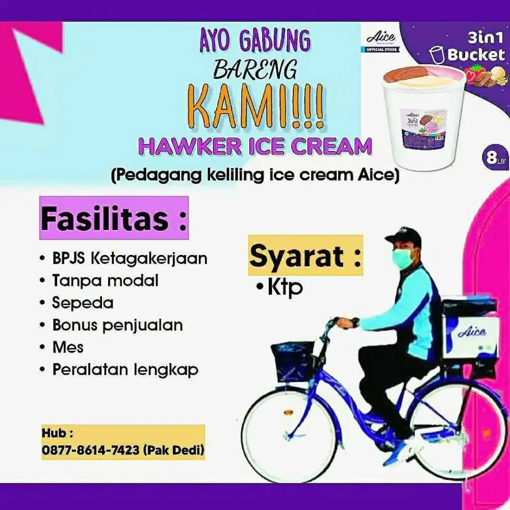 Dicari pedagang keliling Es cream