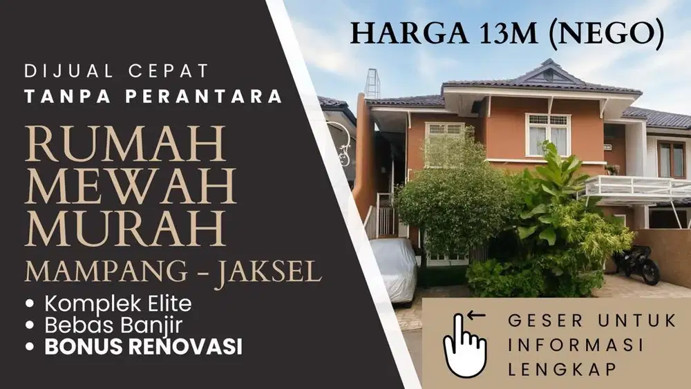 JUAL RUMAH BONUS RENOVASI (RUMAH MEWAH DALAM KOMPLEK ELITE)