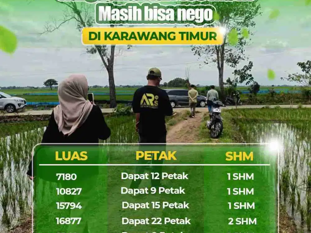 Dijual Sawah Dibawah Harga Rp 100ribu/m Masih Bisa Nego di Karawang Timur