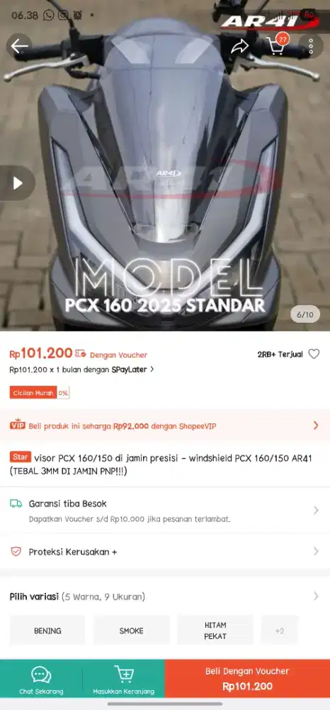 Visor pcx 160 cc smoke standar