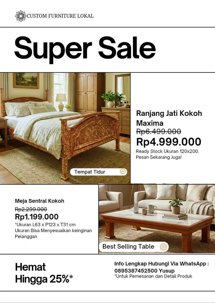 Tempat Tidur/Ranjang Jati Kokoh Maxima