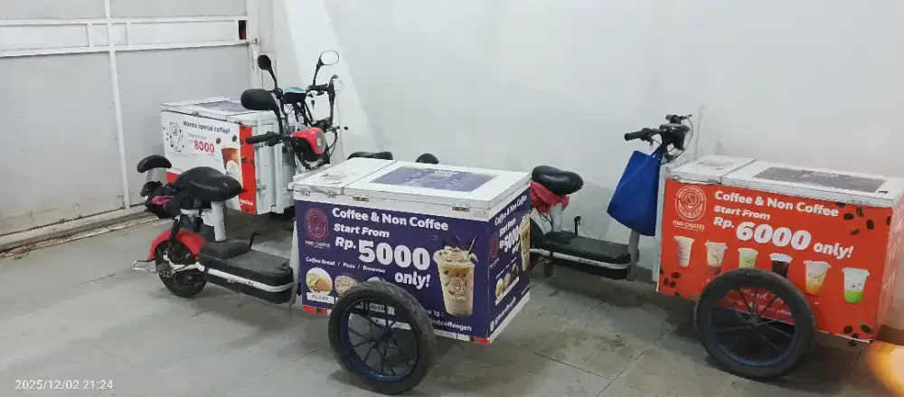 Gerobak kopi keliling sepeda listrik