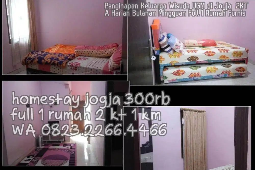 Penginapan Keluarga Wisuda UGM di Jogja  2KT A Harian Bulanan Mingguan