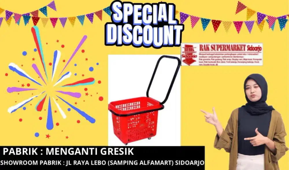 Keranjang tarik supermarket