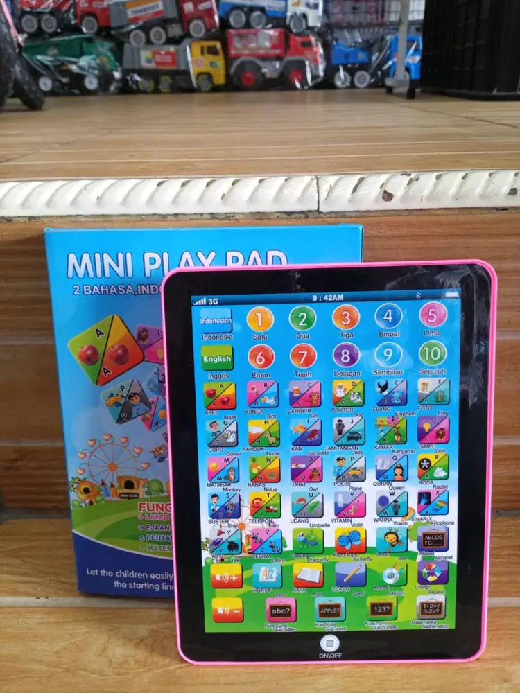 mainan anak mini playy tab baterai edukasi