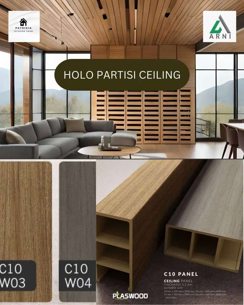 Hollow Partisi 3 Lubang | Partisi Untuk Ceiling | 3-6 Meter