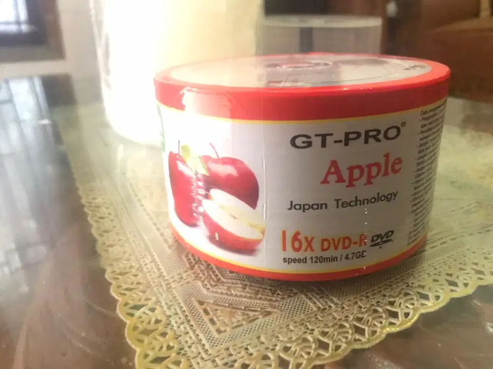 DVD R merk GT PRO Apple 16x 4.7gb (50pcs) + casing putih transparan