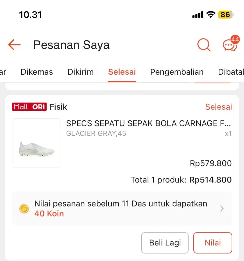 sepatu futsal /bila kondisi baru