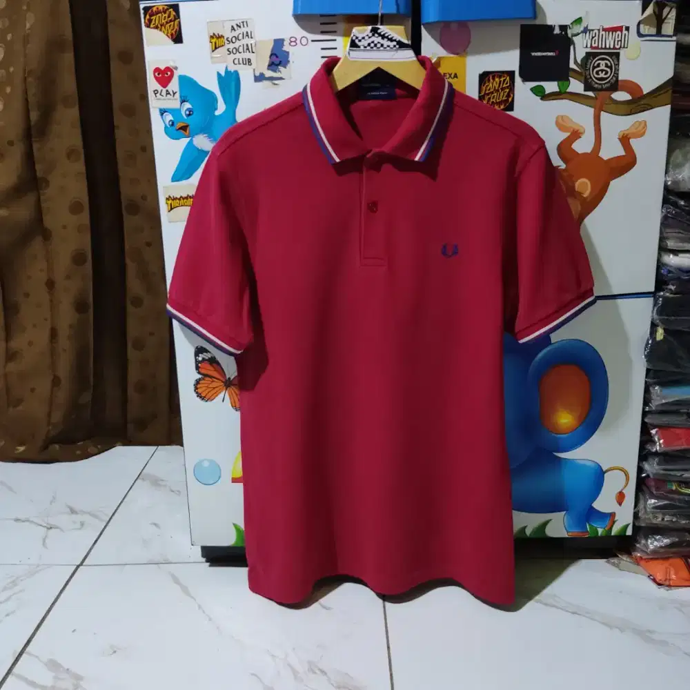 FRED PERRY Kaos Kerah Polo shirt Twin Tipped Size M