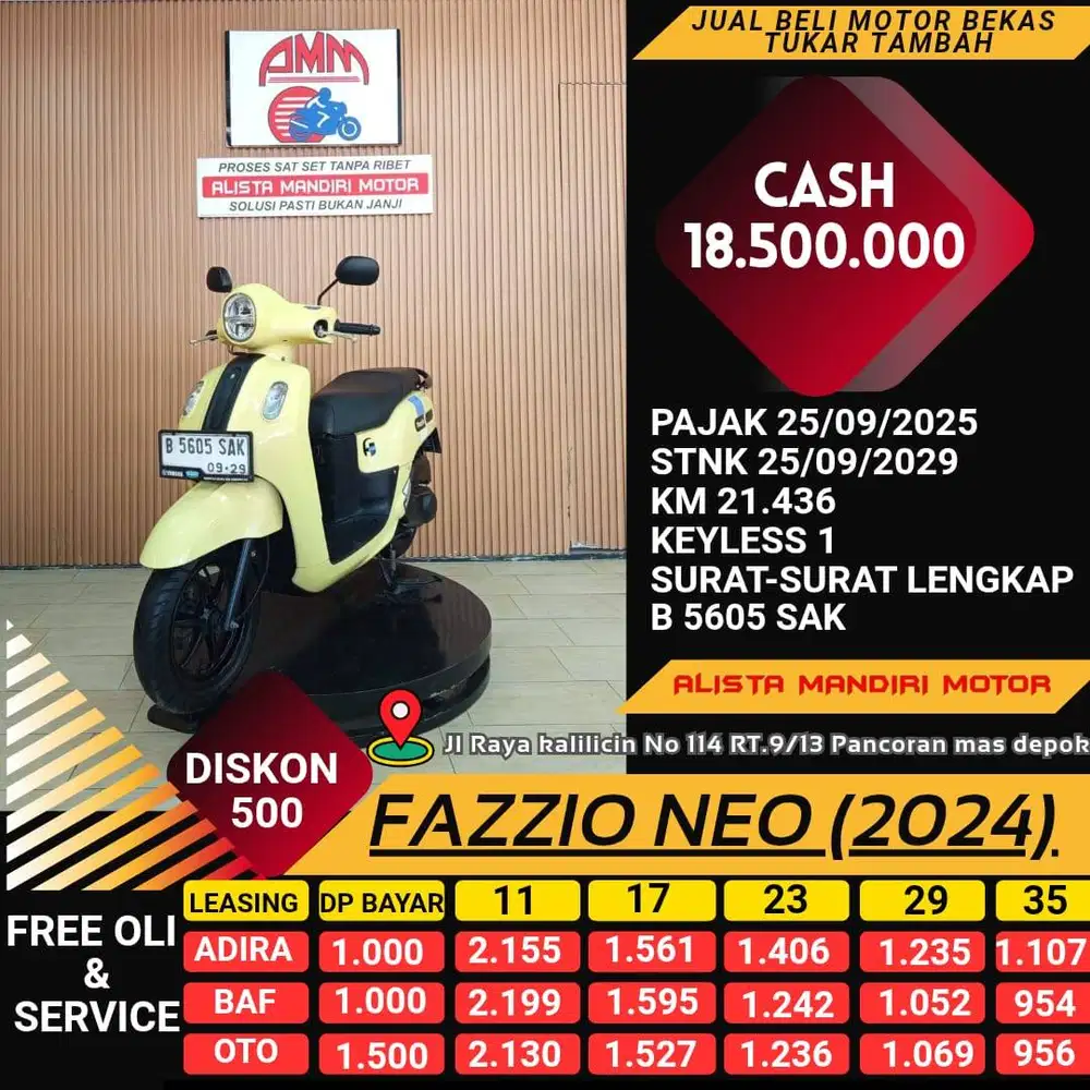 FAZZIO NEO 2024 DP 1 JT CC 0% KREDIVO TOKPED SPAYLETTER INDODANA GOPA